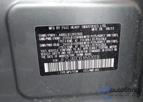 2014 Subaru Forester 2.5I Premium from USA, damaged, VIN JF2SJAGCXEH502018